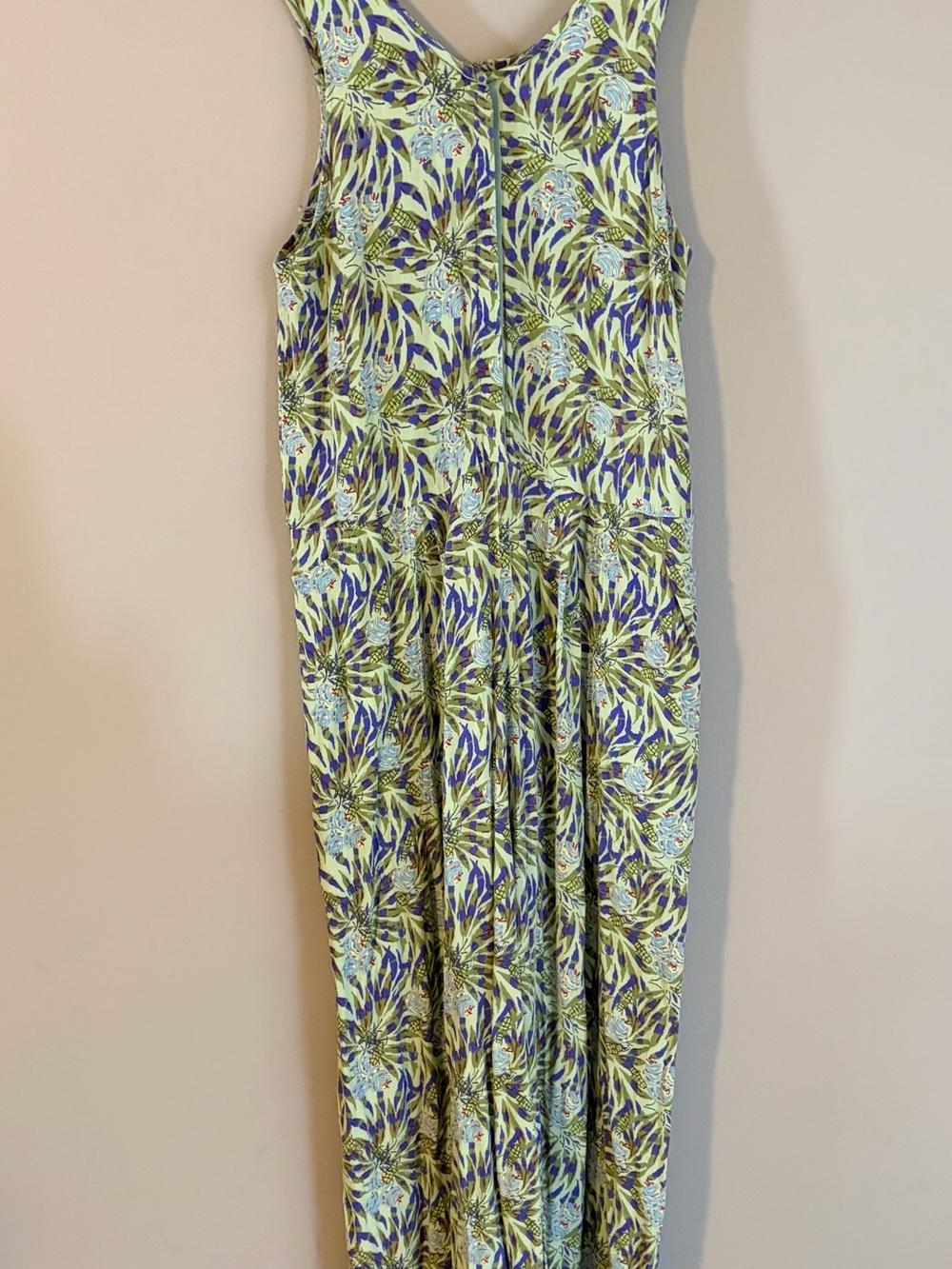 Flax By Jeanne Englehart Vintage Jumpsuit‎ With Pockets All Over Bug Leaf Print